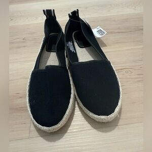 NWT Black Espadrille Slip-On Shoes size 7